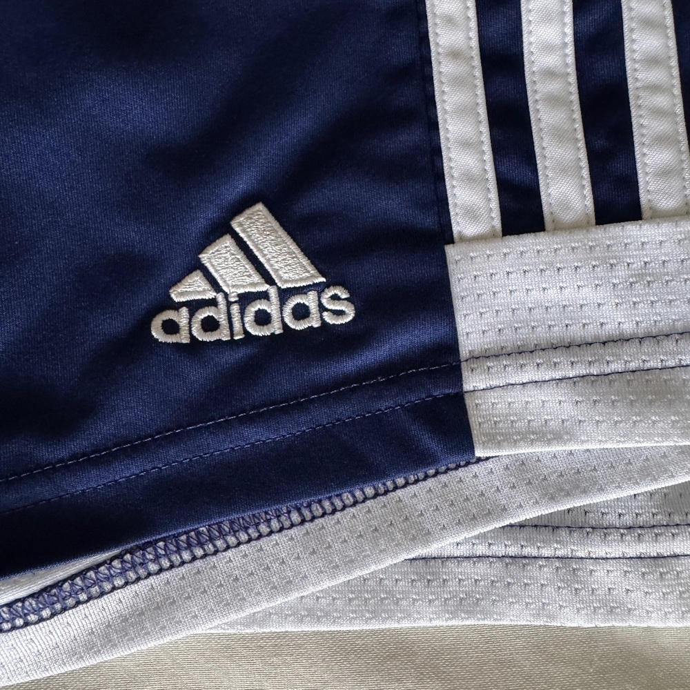 Navy Blue Boys Adidas ClimaLite Soccer Shorts Size Small - Picture 2 of 9